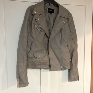 Express Gray Leather Moto Jacket Women’s Size S